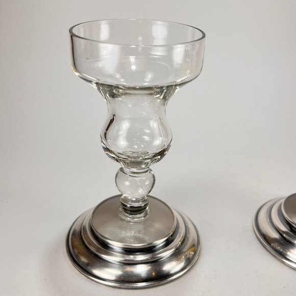 Vtg B I Candle Stick Holder Sterling Silver Base Cut Glass Lot of 2 - Picture 3 of 16